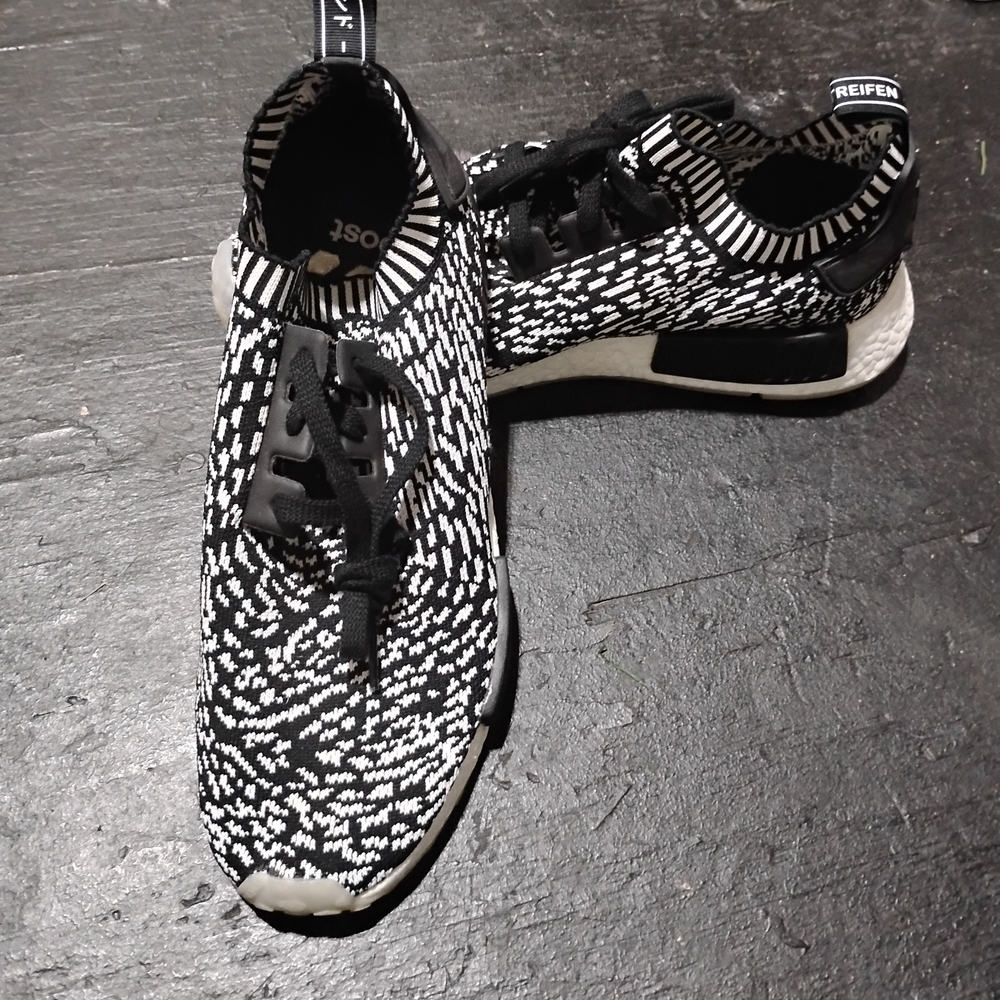adidas Black & White Knit Running Sneakers